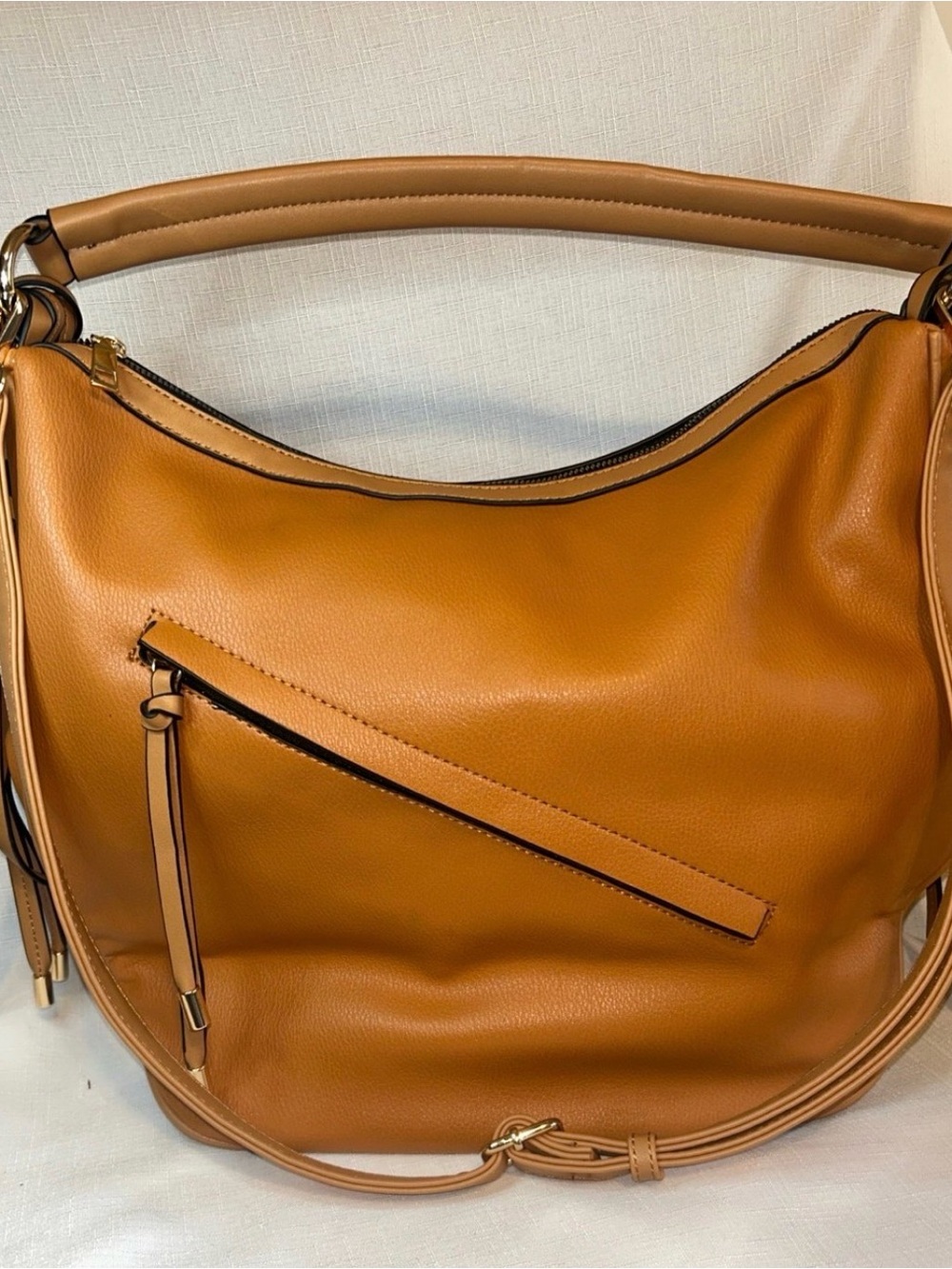 Malibu Tan Leather Hobo Shoulder Bag Moon and stars